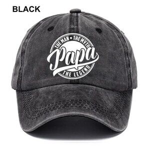 PAPA THE LEGEND Men Fashion Casual Vintage Solid Color Letter BLACK
